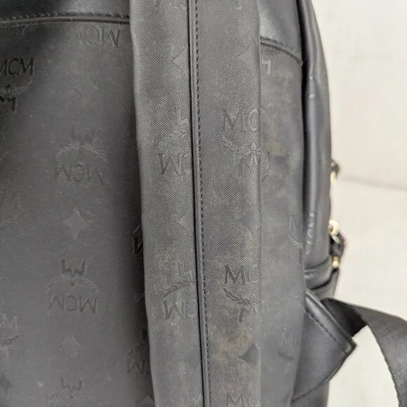 MCM Rucksack Visetos Black Canvas Small Leather Backpack - Picture 14 of 16